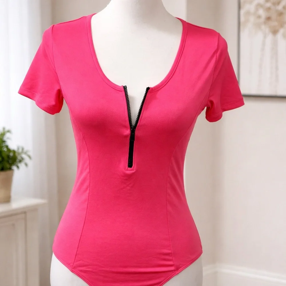 White Birch Pink Zippered Women's Bodysuit NWOT